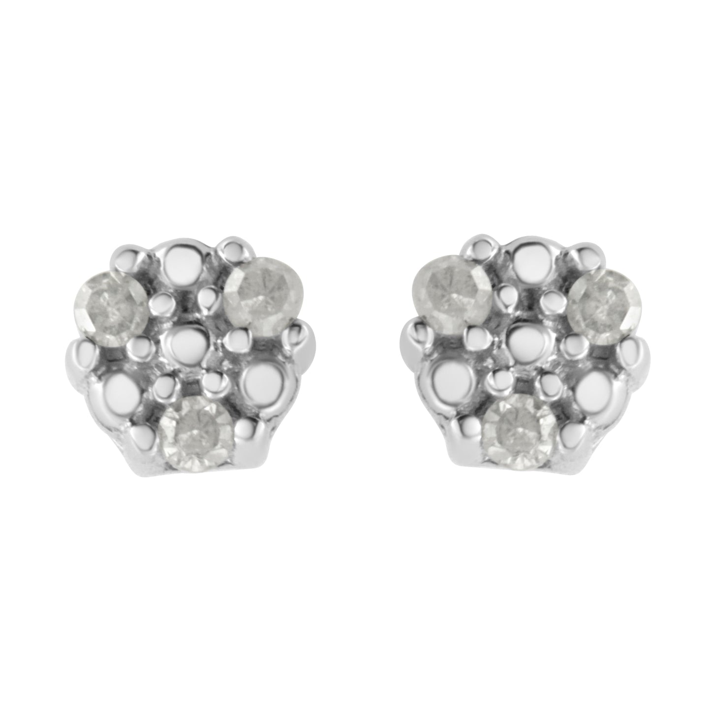 .925 Sterling Silver 1/10 cttw Prong Set Round-Cut Trio Diamond Stud Earrings (I-J Color, I3 Clarity) Bids.com