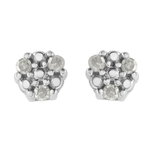 .925 Sterling Silver 1/10 cttw Prong Set Round-Cut Trio Diamond Stud Earrings (I-J Color, I3 Clarity) Bids.com
