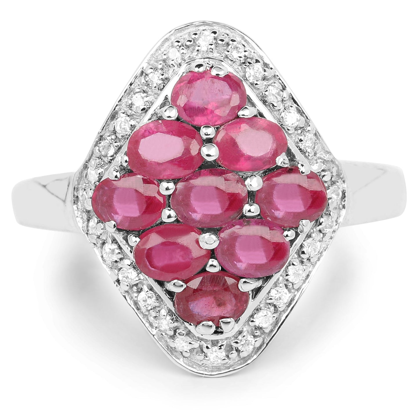 2.12 Carat Genuine Glass Filled Ruby & White Zircon .925 Sterling Silver Ring Bids.com