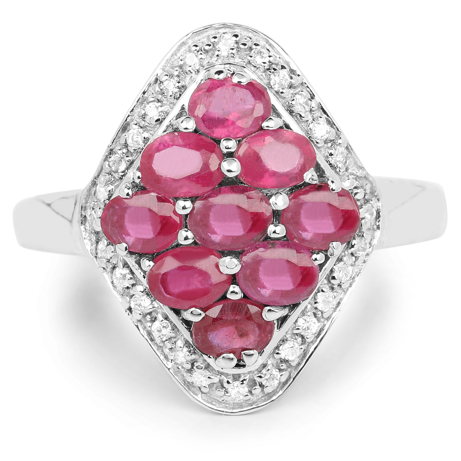 2.12 Carat Genuine Glass Filled Ruby & White Zircon .925 Sterling Silver Ring Bids.com