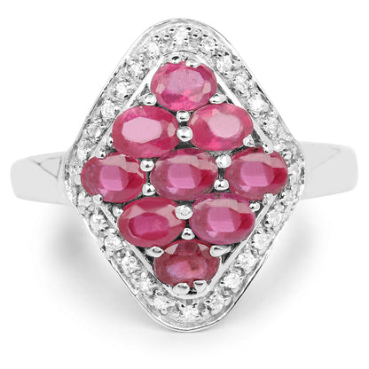 2.12 Carat Genuine Glass Filled Ruby & White Zircon .925 Sterling Silver Ring Bids.com