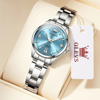Women's Stainless Steel Watch Lavender Dial Calendar BandsCo Straps