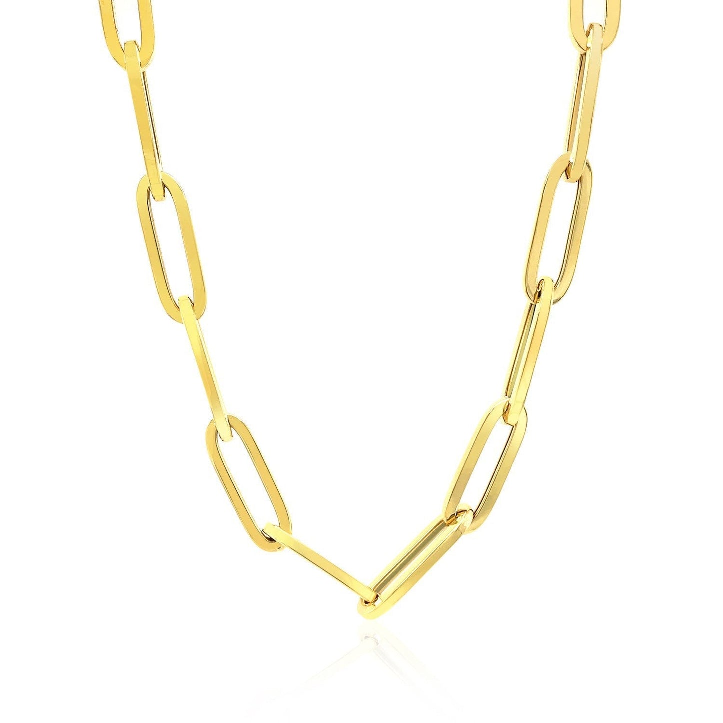 14K Yellow Gold Wide Paperclip Chain (6.1mm) Bids.com