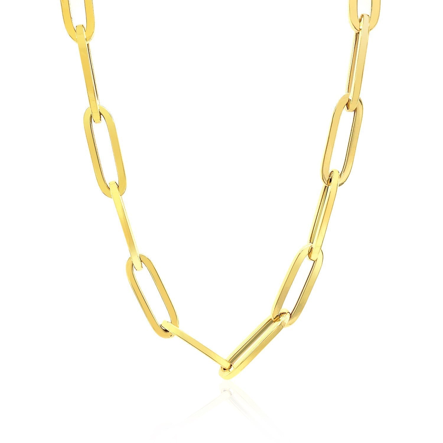 14K Yellow Gold Wide Paperclip Chain (6.1mm) Bids.com