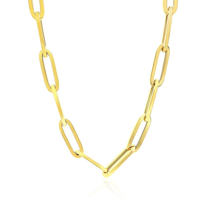 14K Yellow Gold Wide Paperclip Chain (6.1mm) Bids.com