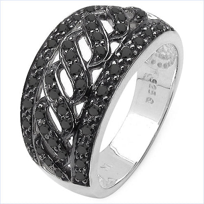 0.54 Carat Genuine Black Diamond .925 Sterling Silver Ring Bids.com