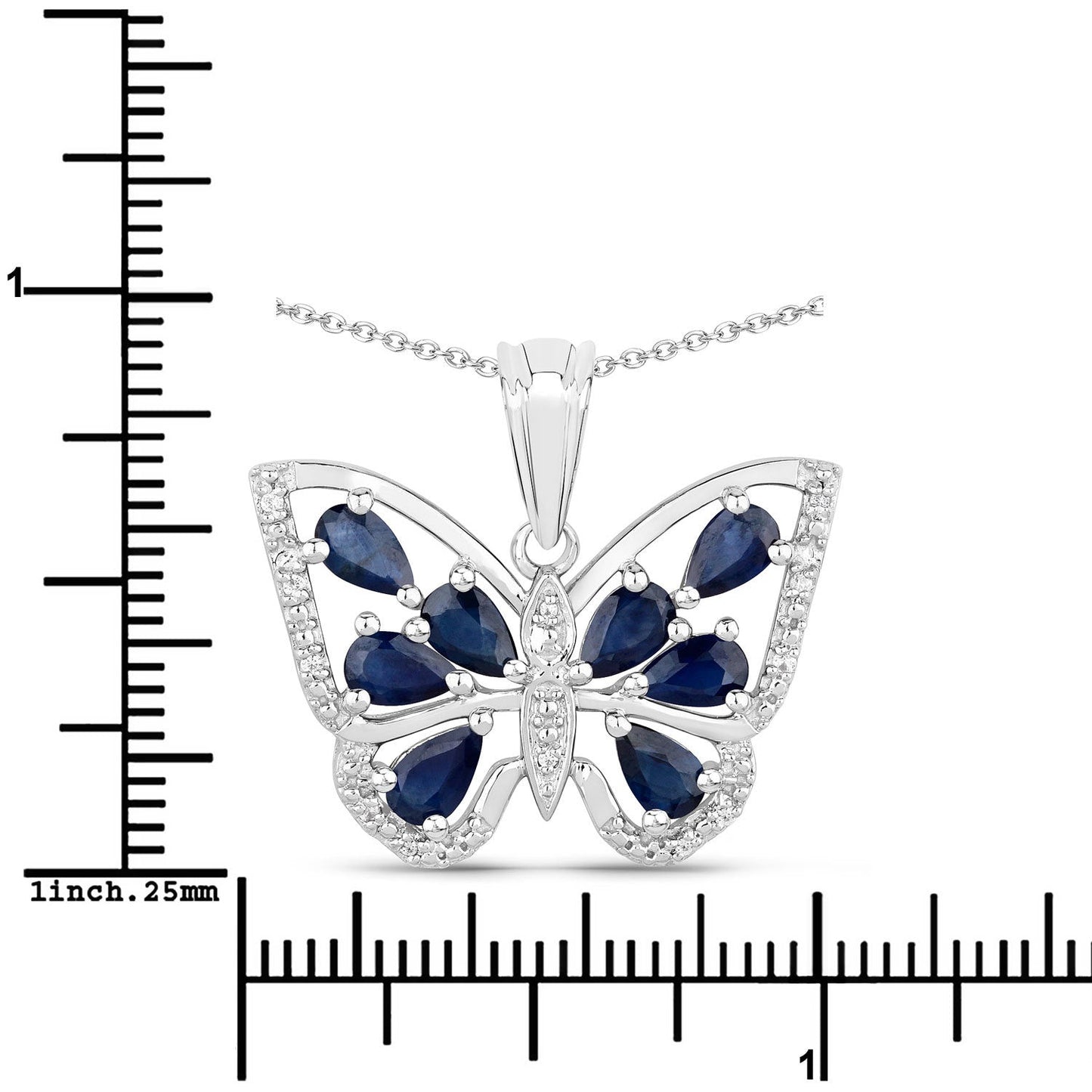 1.67 Carat Genuine Blue Sapphire and White Zircon .925 Sterling Silver Pendant Bids.com