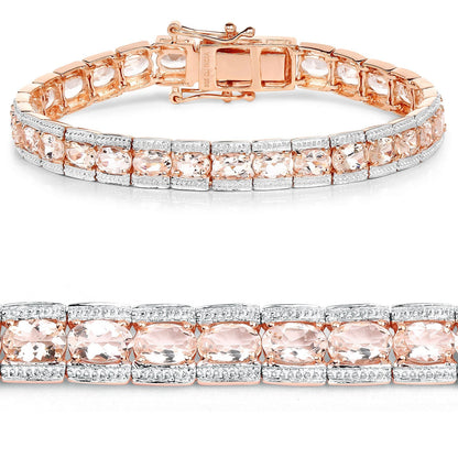 18K Rose Gold Plated 11.60 Carat Genuine Morganite .925 Sterling Silver Bracelet Bids.com
