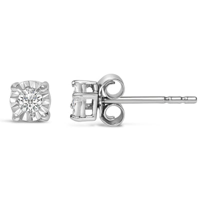 .925 Sterling Silver 1/10 Cttw Round Brilliant-Cut Lab Grown Diamond Miracle-Set Stud Earrings (F-G Color, VS1-VS2 Clarity) Bids.com