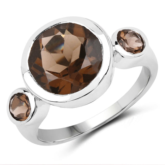 3.56 Carat Genuine Smoky Quartz .925 Sterling Silver Ring Bids.com