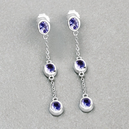 1.98 Carat Genuine Tanzanite .925 Sterling Silver Earrings Bids.com