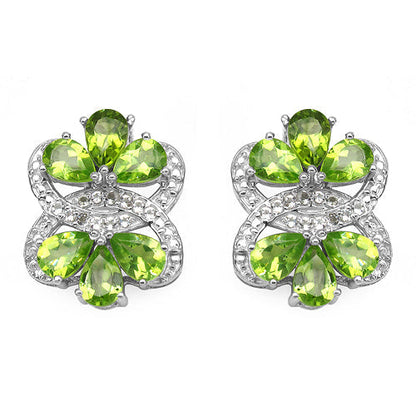 8.77 Carat Genuine Peridot & White Topaz .925 Sterling Silver Earrings Bids.com