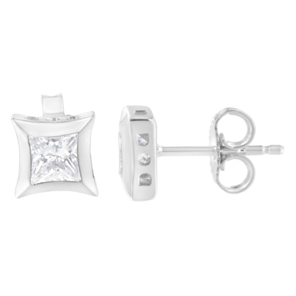 10K White Gold 1/2 Cttw Invisible Set Princess-Cut Diamond Stud Earrings (H-I Color, SI2-I1 Clarity) Bids.com