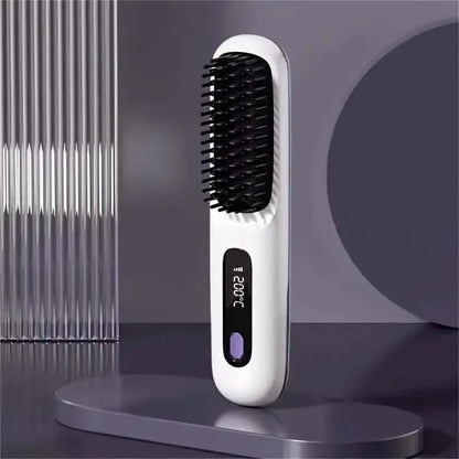 Portable Wireless Hair Straightener Comb – USB Rechargeable, 3-Speed, Negative Ion DailySale