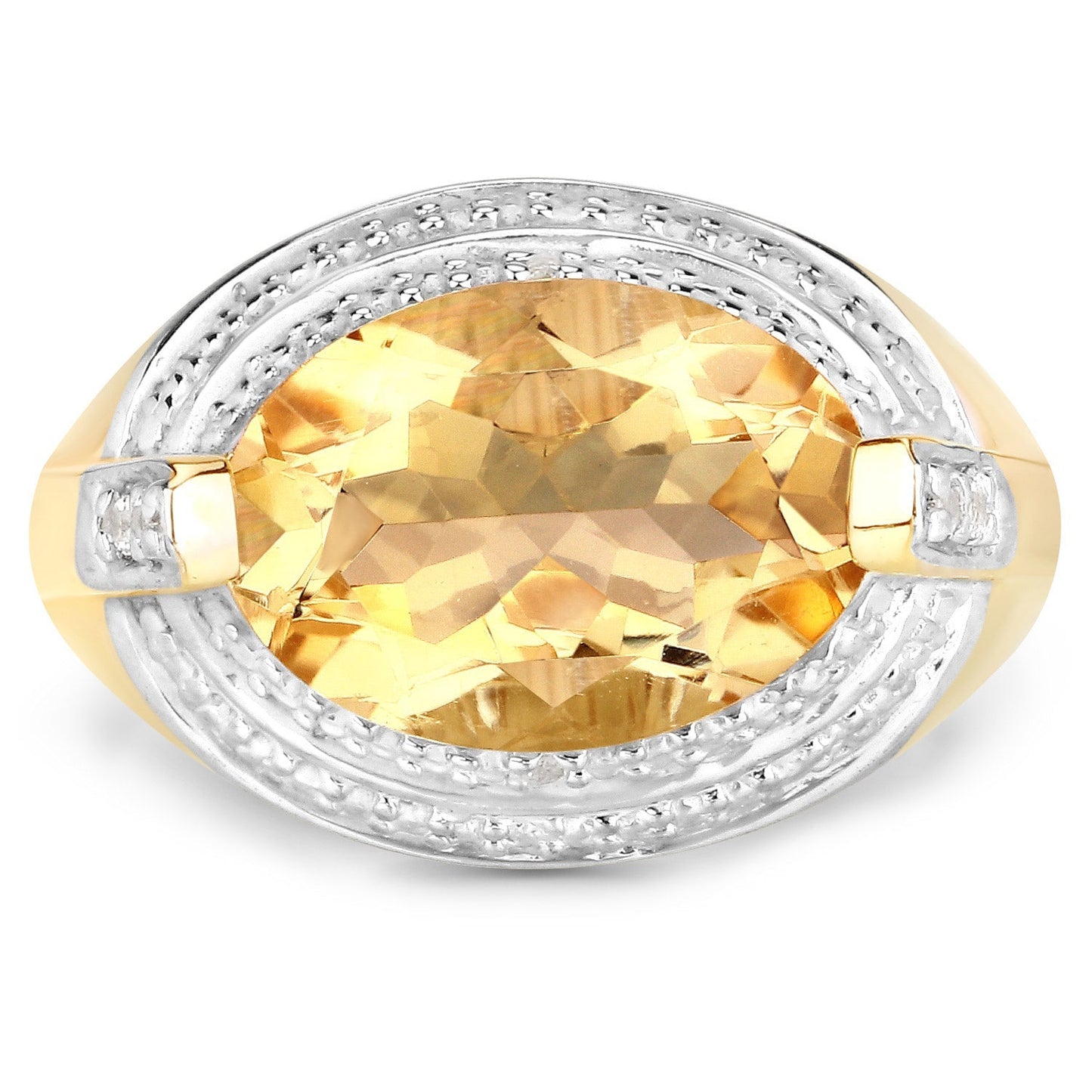4.56 Carat Genuine Citrine and White Diamond .925 Sterling Silver Ring Bids.com