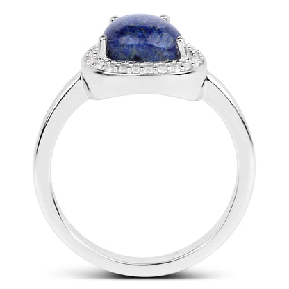 2.03 Carat Genuine Lapis And White Topaz .925 Sterling Silver Ring Bids.com