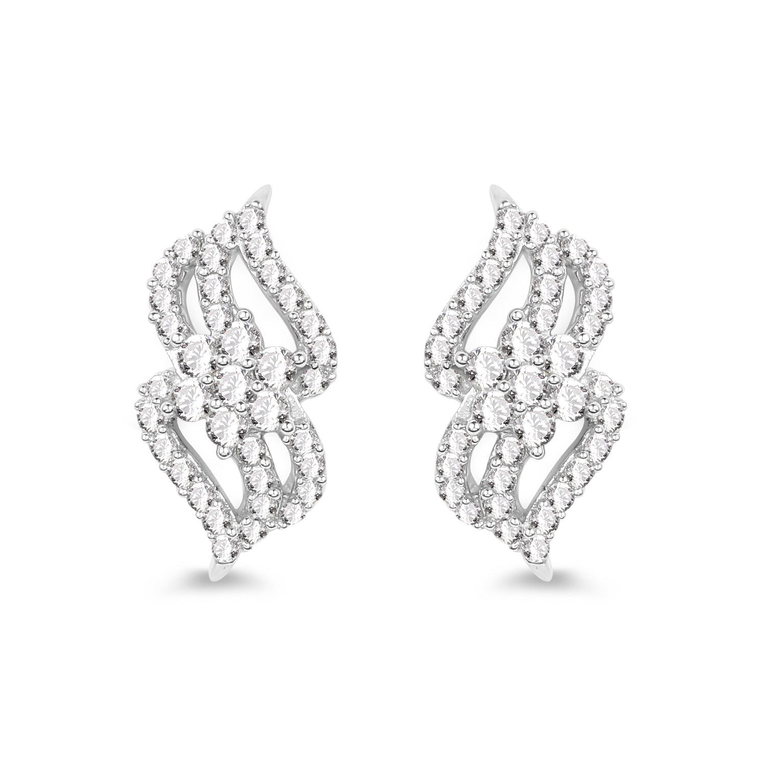 0.68 Carat Genuine White Diamond 14K White Gold Earrings (G-H Color, SI1-SI2 Clarity) Bids.com