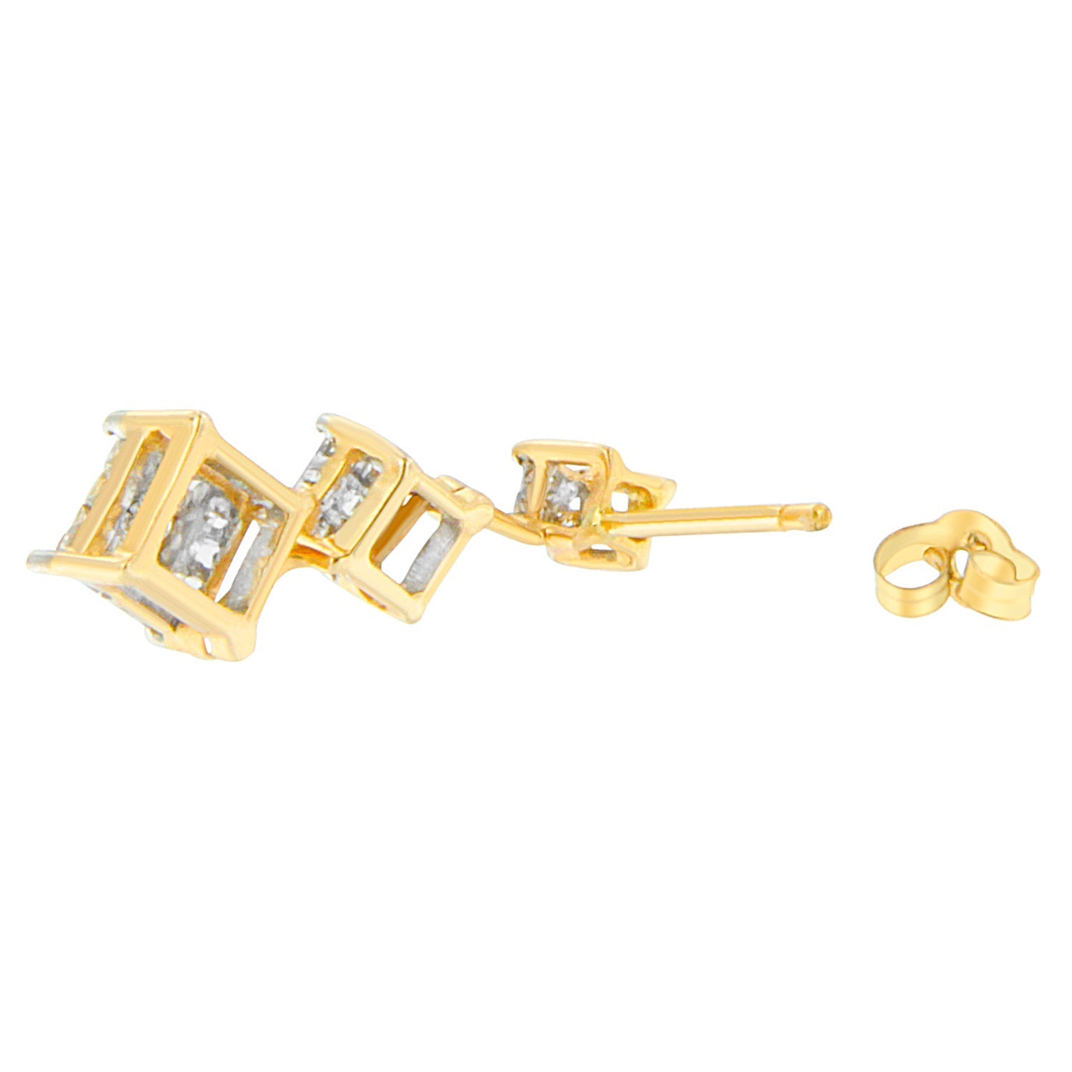 14K Yellow Gold 1 cttw Princess Cut Diamond Earrings (H-I, SI1-SI2) Bids.com