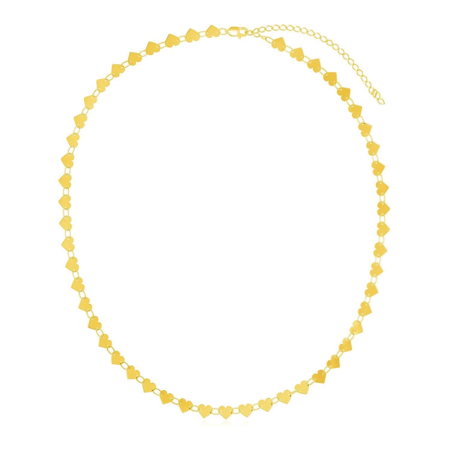 14k Yellow Gold Mirrored Heart Chain Necklace Bids.com