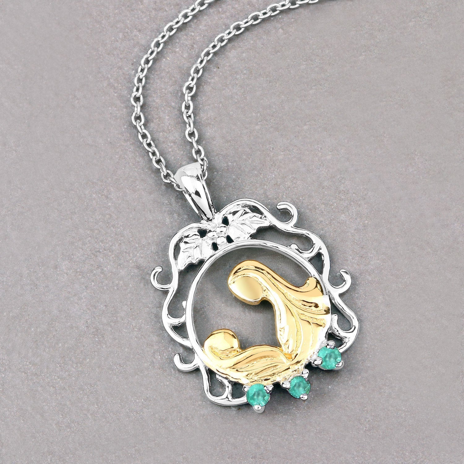 0.09 Carat Genuine Emerald .925 Sterling Silver Pendant Bids.com
