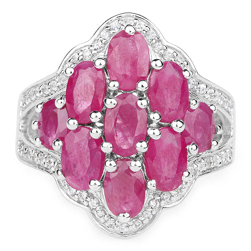 4.72 Carat Genuine Ruby and White Zircon .925 Sterling Silver Ring Bids.com