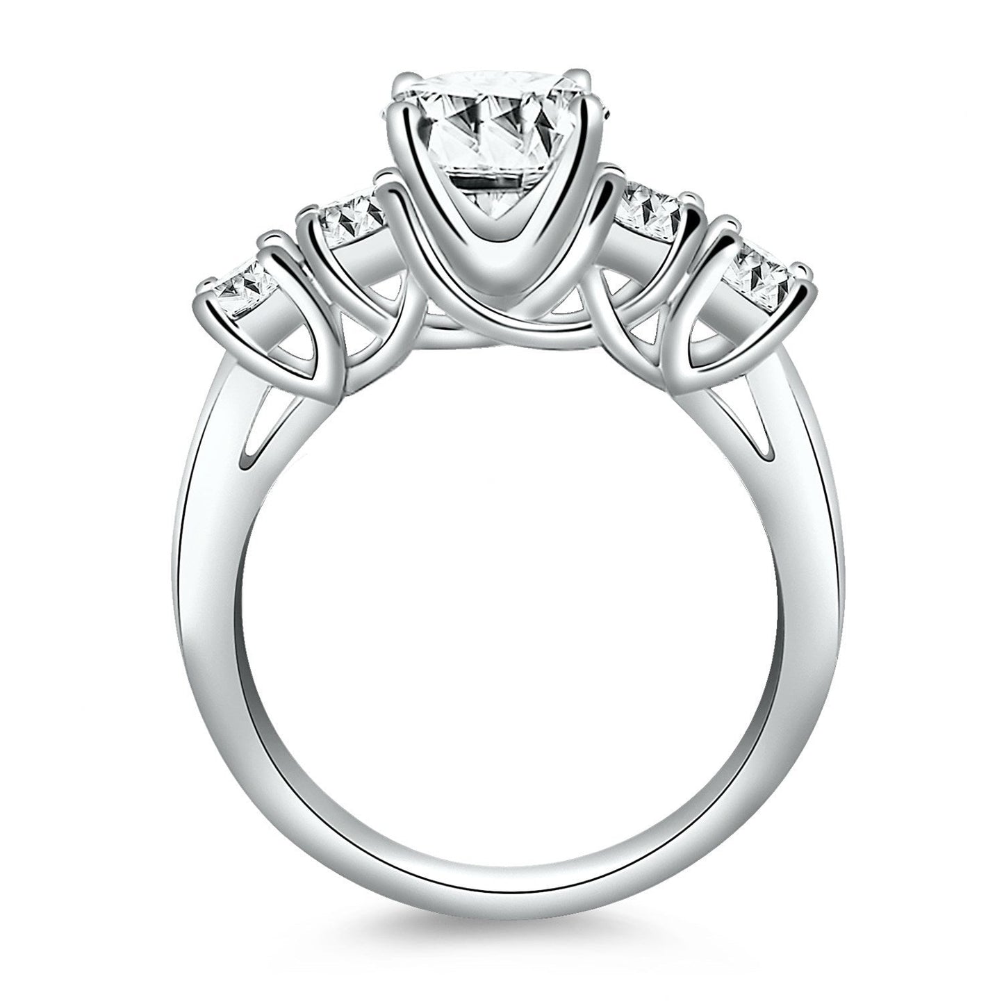 14k White Gold Five Stone Diamond Trellis Engagement Ring Bids.com