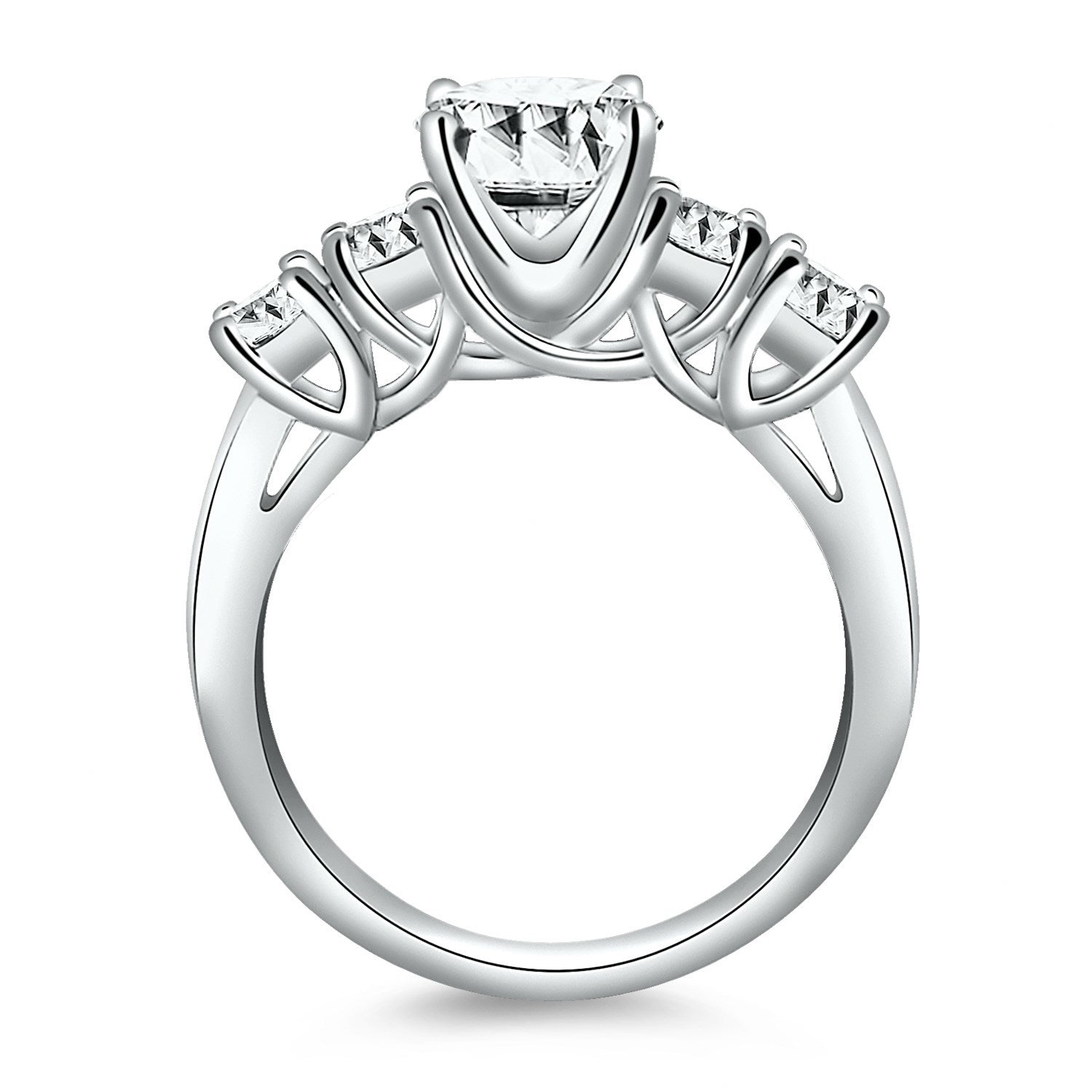 14k White Gold Five Stone Diamond Trellis Engagement Ring Bids.com