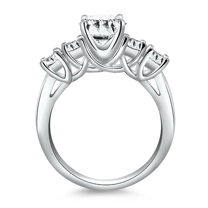 14k White Gold Five Stone Diamond Trellis Engagement Ring Bids.com