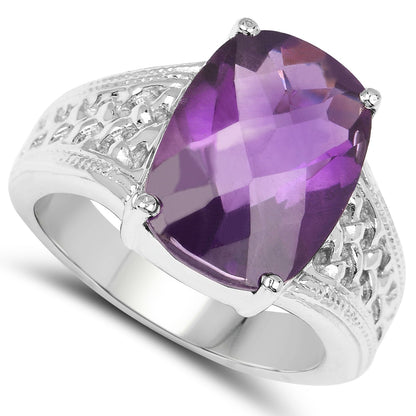 6.50 Carat Genuine Amethyst .925 Sterling Silver Ring Bids.com