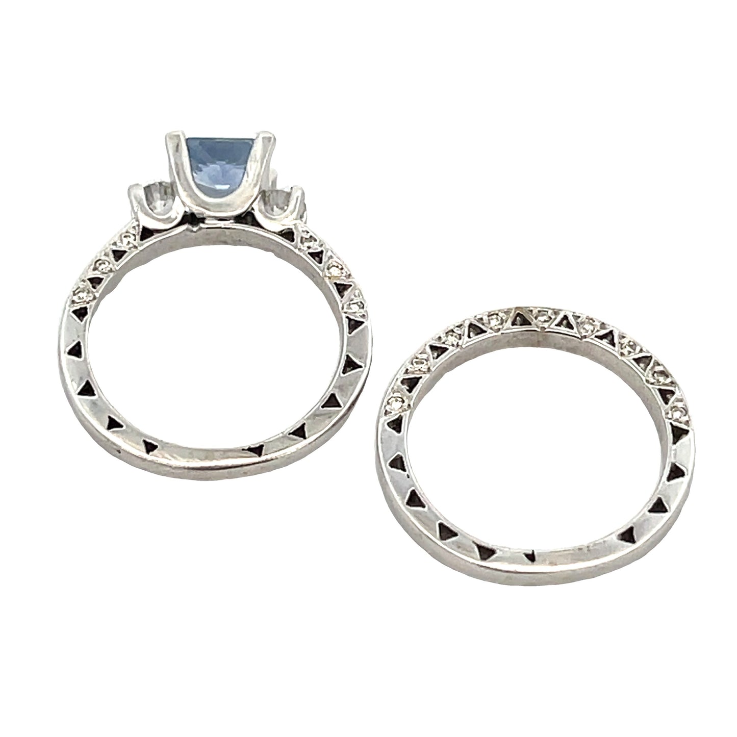 Antique Style Engagement Ring Set 14KT White Gold Bids.com