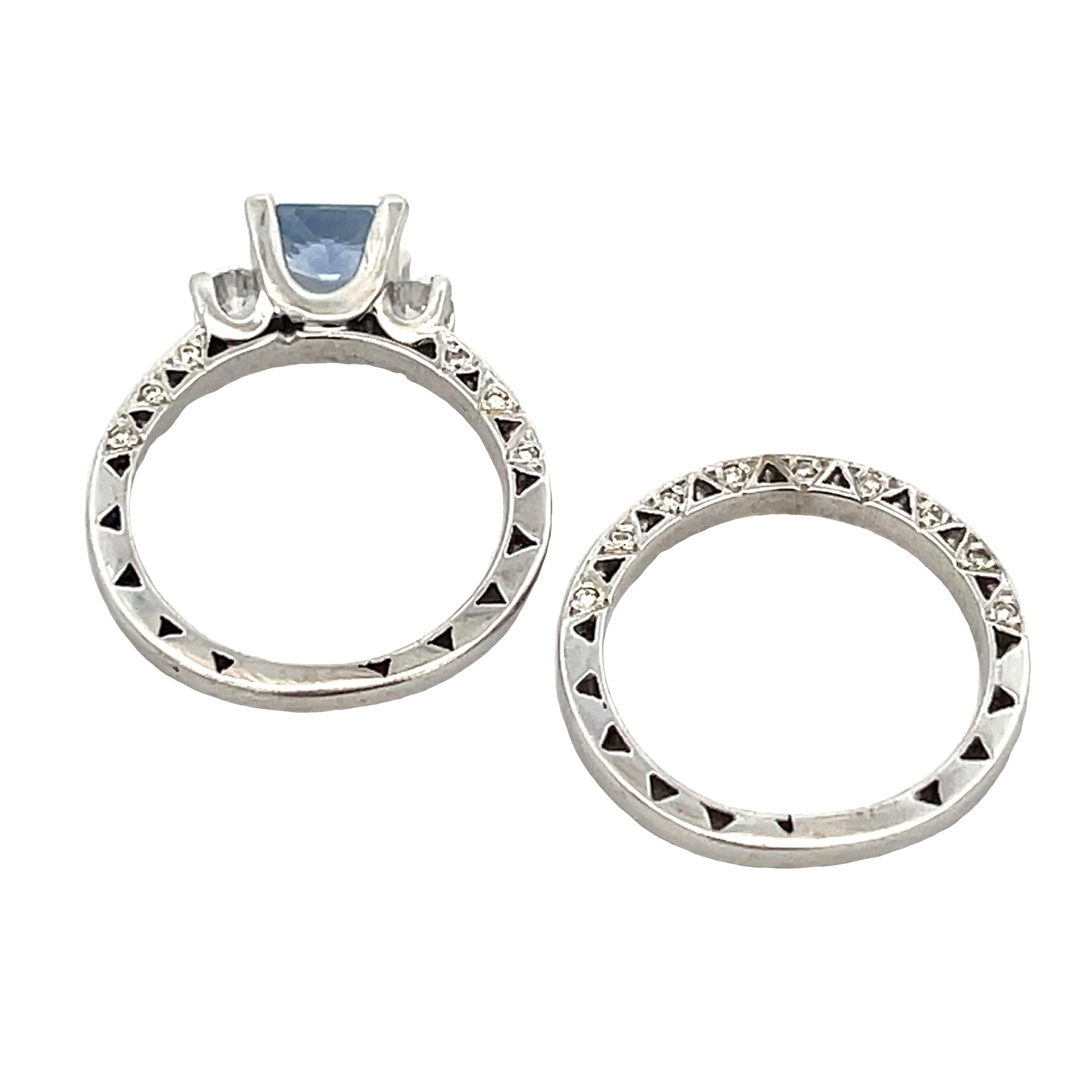 Antique Style Engagement Ring Set 14KT White Gold Bids.com