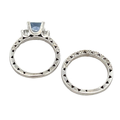 Antique Style Engagement Ring Set 14KT White Gold Bids.com