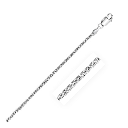 2.1mm 14k White Gold Round Wheat Chain Bids.com