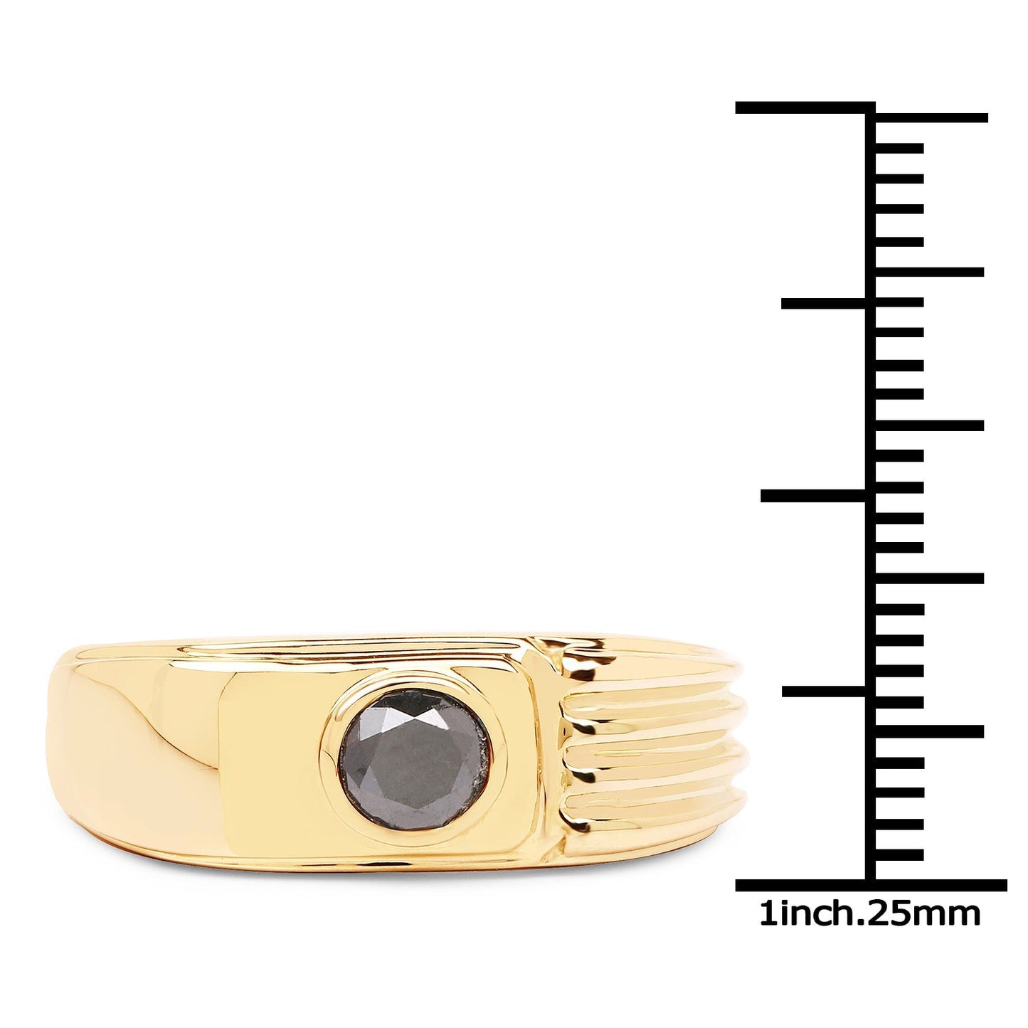 14K Yellow Gold Plated 0.25 Carat Genuine Black Diamond .925 Sterling Silver Ring Bids.com