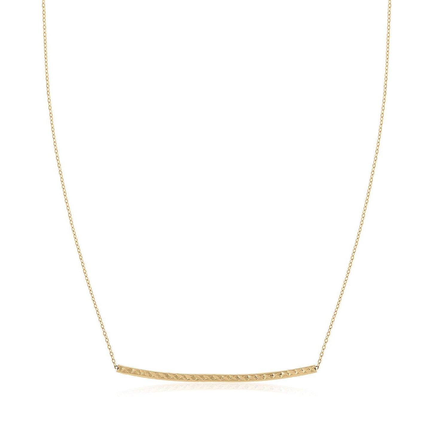 14k Yellow Gold Thin Textured Bar Necklace Bids.com
