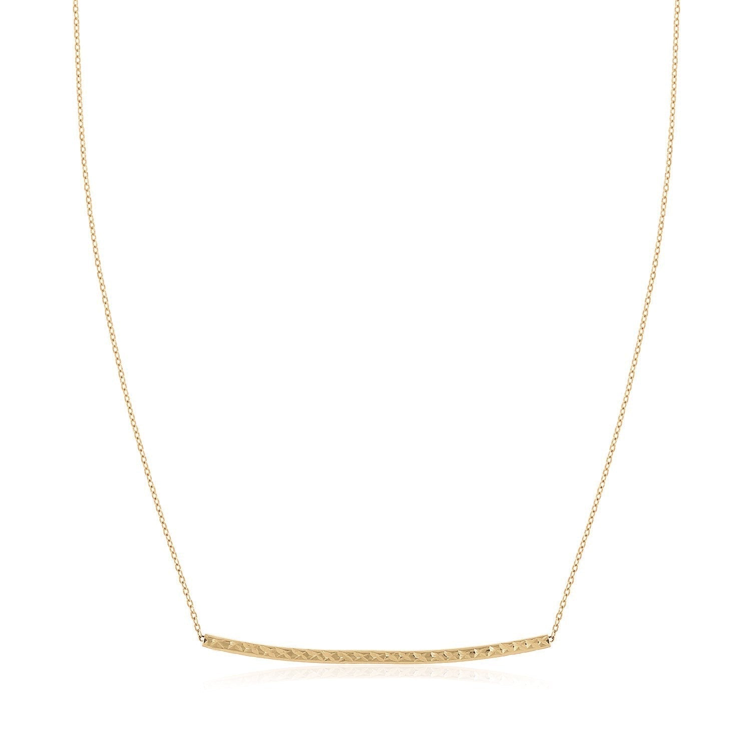 14k Yellow Gold Thin Textured Bar Necklace Bids.com