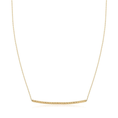 14k Yellow Gold Thin Textured Bar Necklace Bids.com