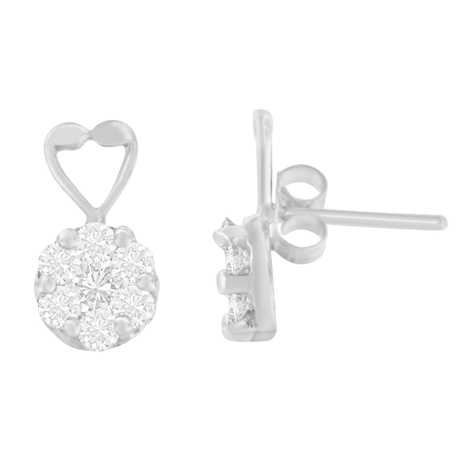 14K White Gold 1 1/4 cttw Round Cut Diamond Earrings (H-I, I1-I2) Bids.com