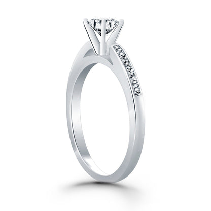14k White Gold Diamond Channel Cathedral Engagement Ring Bids.com