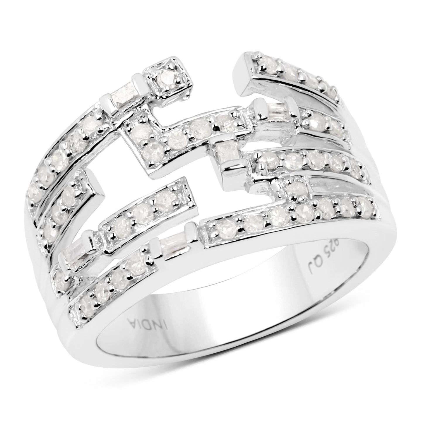 0.60 Carat Genuine White Diamond .925 Sterling Silver Ring Bids.com