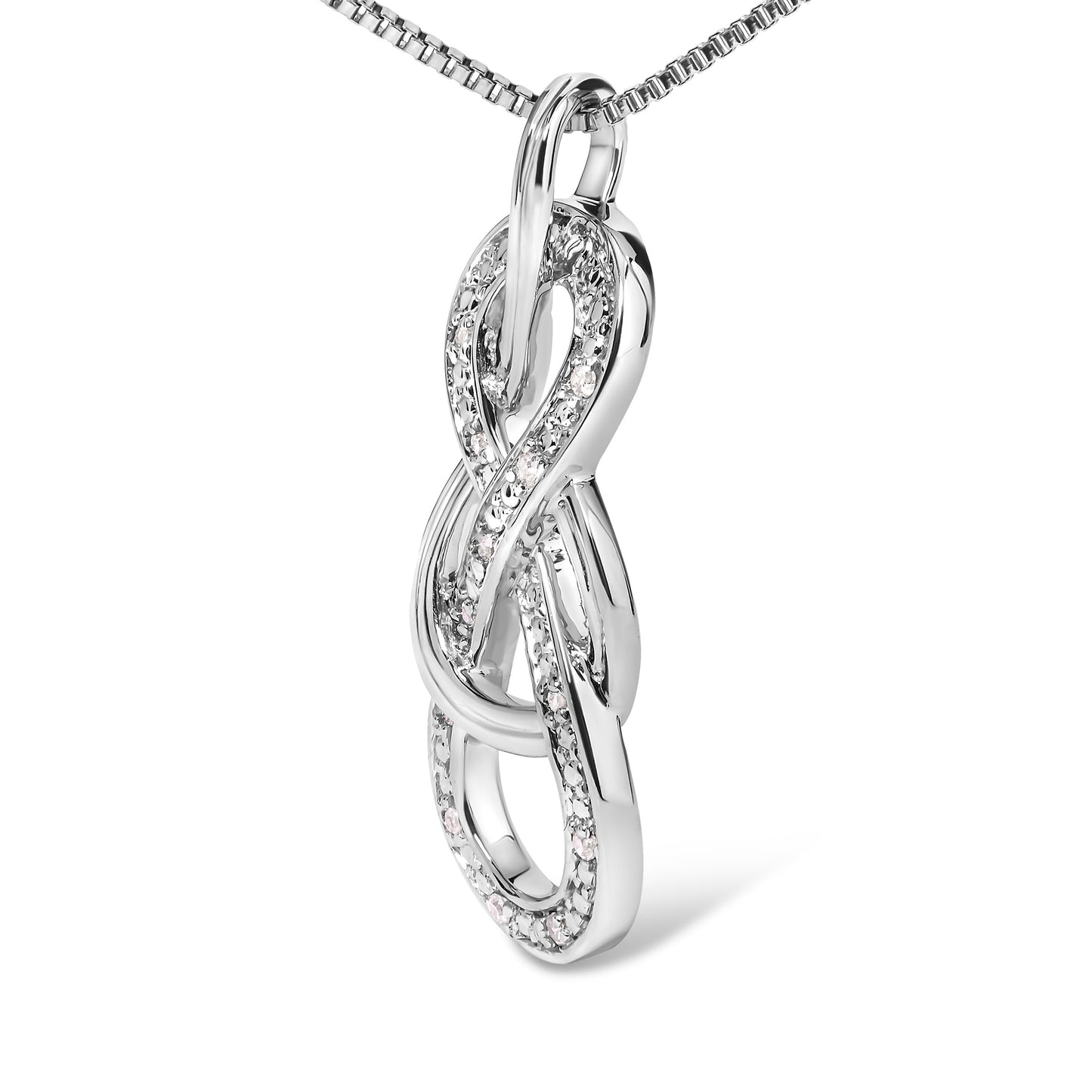 925 Sterling Silver Diamond Accent Interlocking Infinity Pendant Necklace (H-I Color, I2-I3 Clarity) - 18" Inches Bids.com
