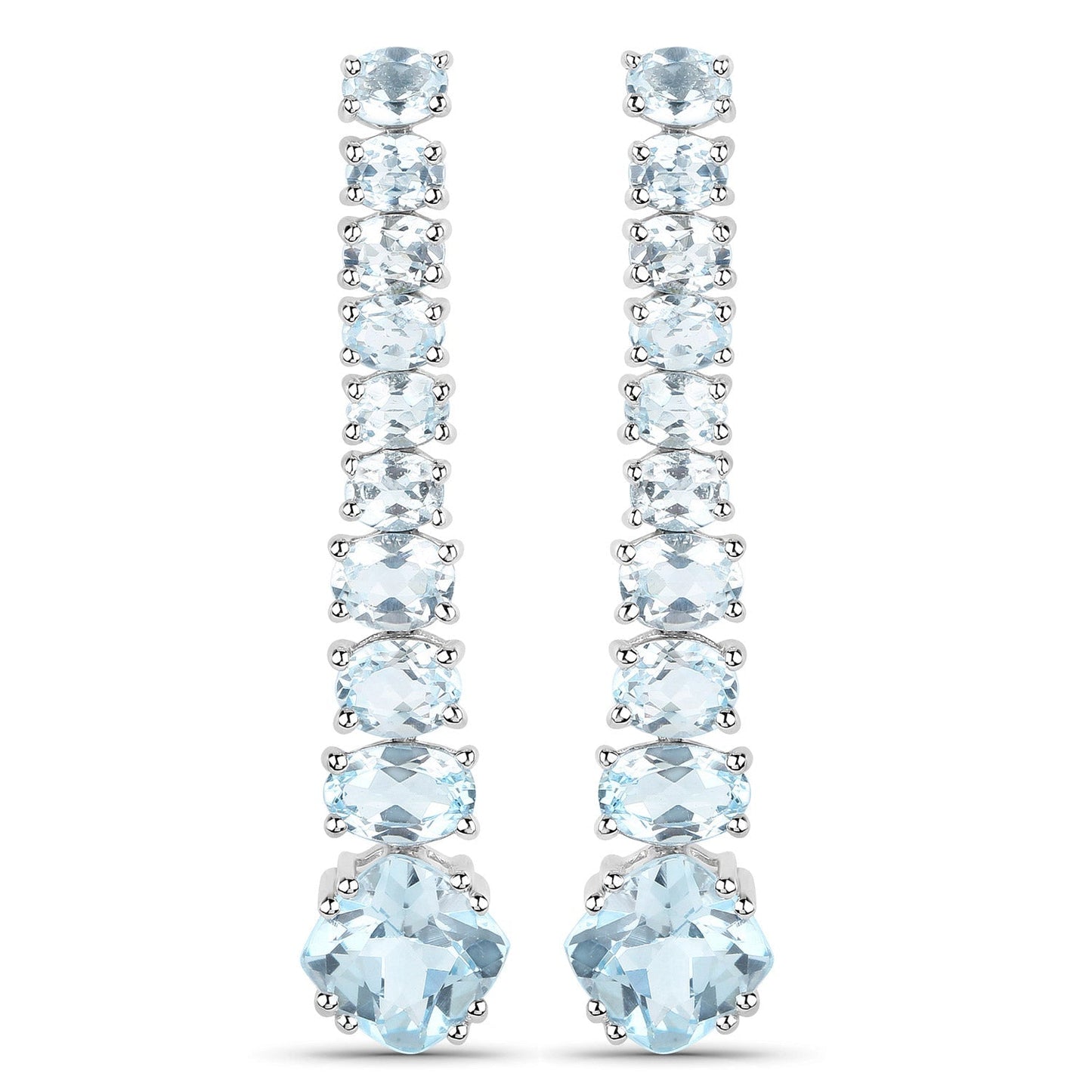 18K White Gold Plated 8.52 Carat Genuine Blue Topaz .925 Sterling Silver Earrings Bids.com