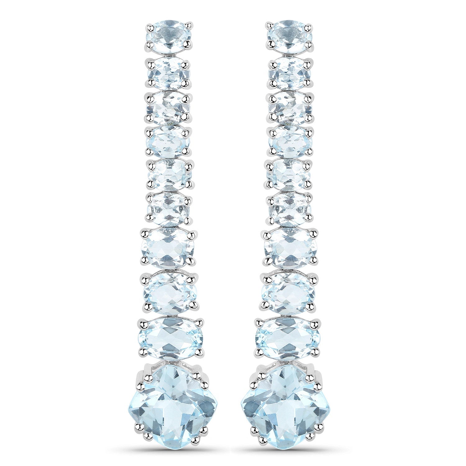 18K White Gold Plated 8.52 Carat Genuine Blue Topaz .925 Sterling Silver Earrings Bids.com