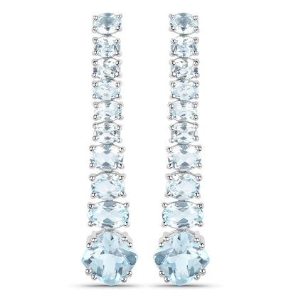 18K White Gold Plated 8.52 Carat Genuine Blue Topaz .925 Sterling Silver Earrings Bids.com