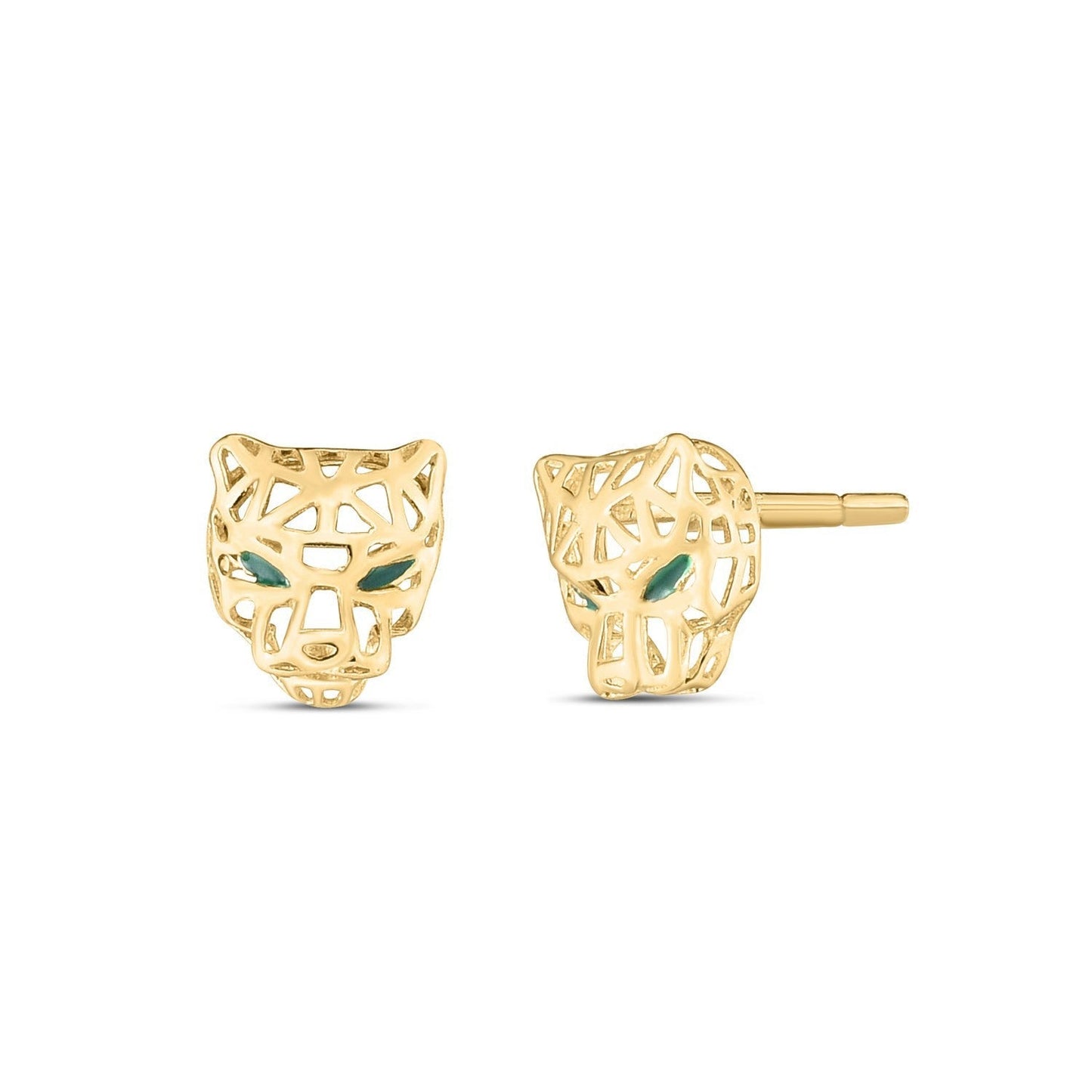 14k Yellow Gold Panther Head Stud Earrings Bids.com