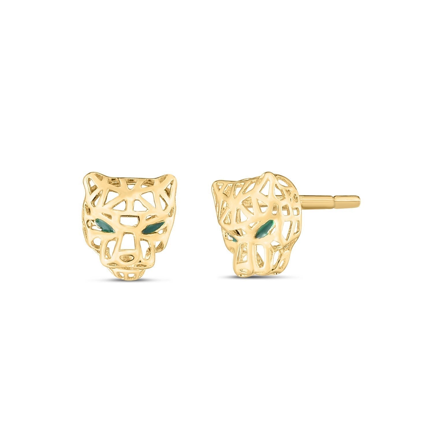 14k Yellow Gold Panther Head Stud Earrings Bids.com