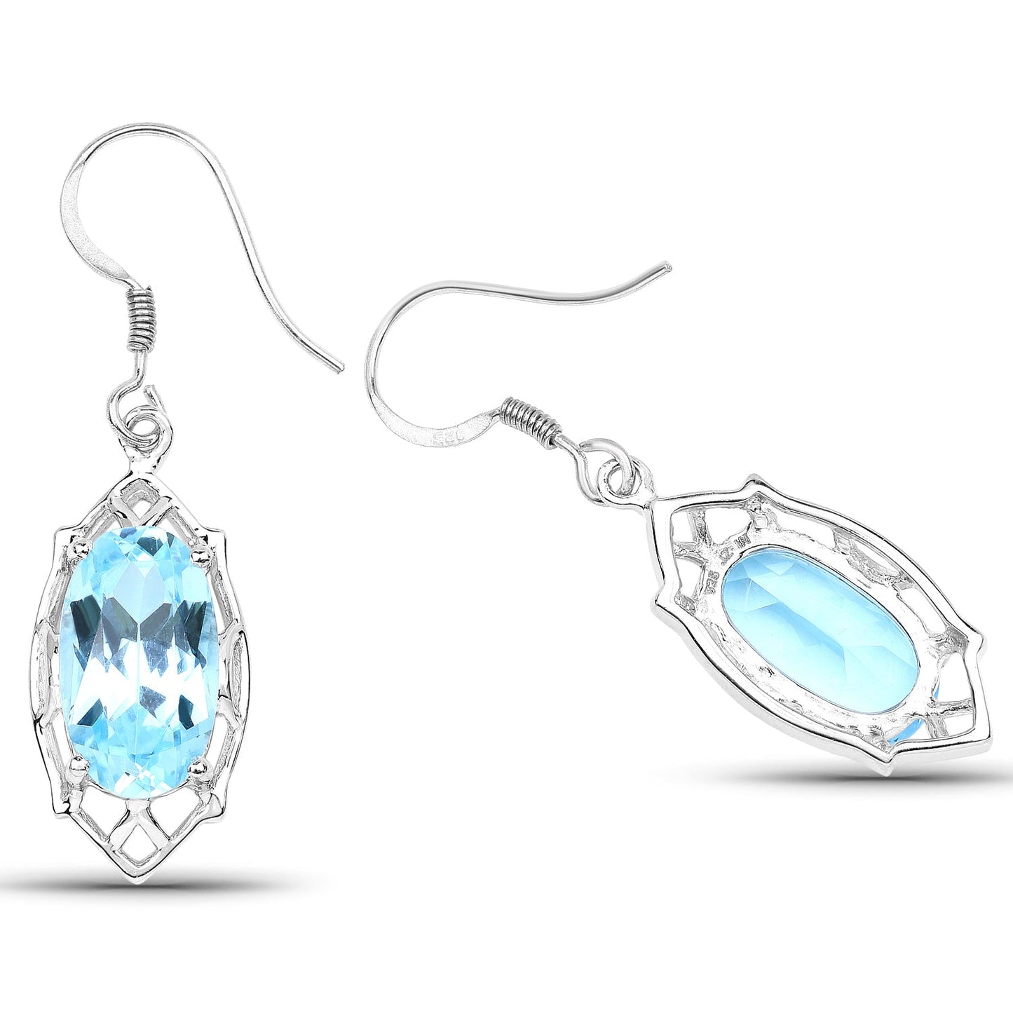 13.68 Carat Genuine Blue Topaz .925 Sterling Silver Earrings Bids.com
