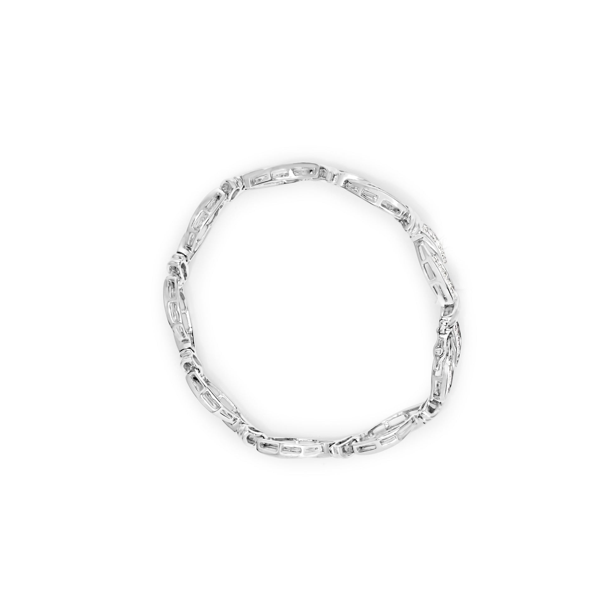 14K White Gold 4.0 Cttw Invisble Set Princess-Cut Diamond Wave Style Link Bracelet (H-I Color, SI2-I1 Clarity) - 7" Bids.com