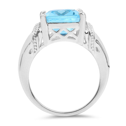 8.89 Carat Genuine Swiss Blue Topaz .925 Sterling Silver Ring Bids.com