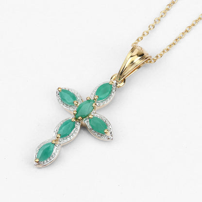 18K Yellow Gold Plated 0.84 Carat Genuine Emerald .925 Sterling Silver Pendant Bids.com